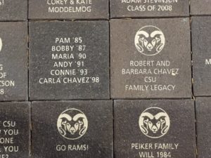 Brick with names of Chavez family members who are alumni