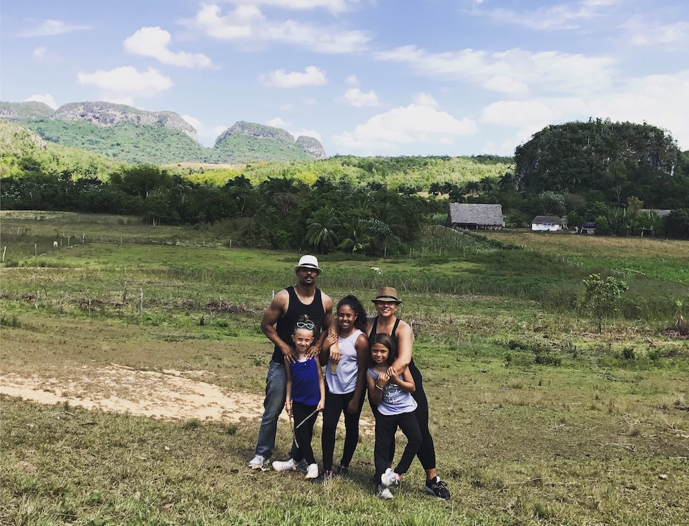 The Davis family at Viñales Valley in Cuba.
