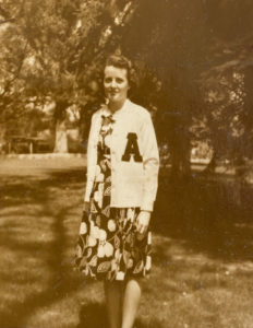 Shirley Stanosheck on the campus of Colorado State University in the early 1940s.