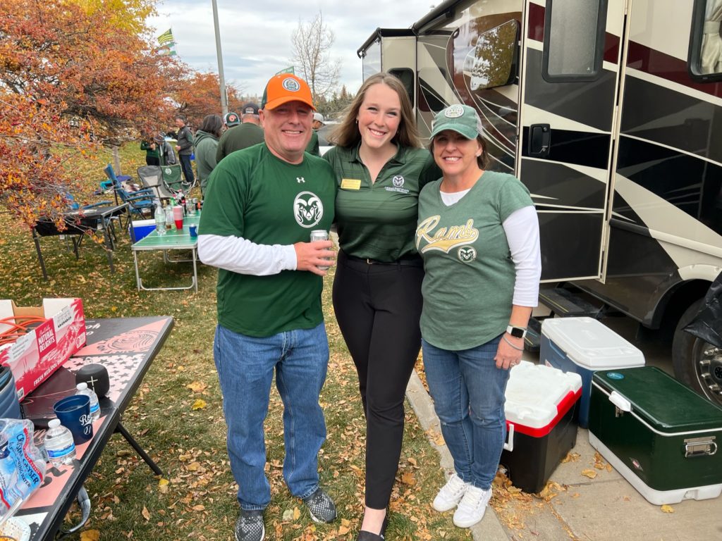 Brad, Taylor and Beth at a Rams tailgate. 