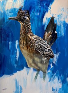 Painting of a road runner titled Desert Cast by Blake Welch