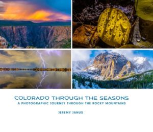 Book cover, Colorado Through the Seasons, showing 4 seasonal photographs
