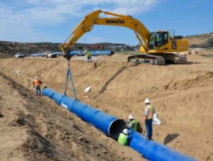 Water pipes being laid as part of the Navajo-Gallup Water Supply Project